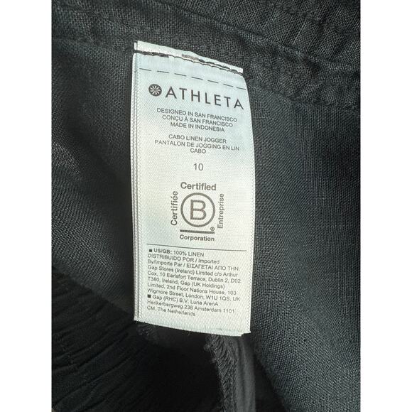 Athleta Cabo Linen Elastic Waist Drawstring Jogger Pants Black Size 10 - Picture 9 of 10